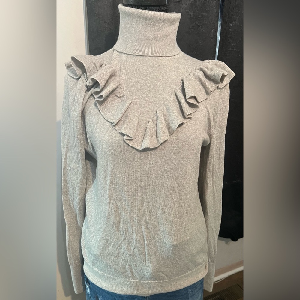 J. Crew Light Gray Kids Sweater with Ruffles
